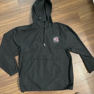 university of south carolina three quarter zip black rain jacket. size medium!